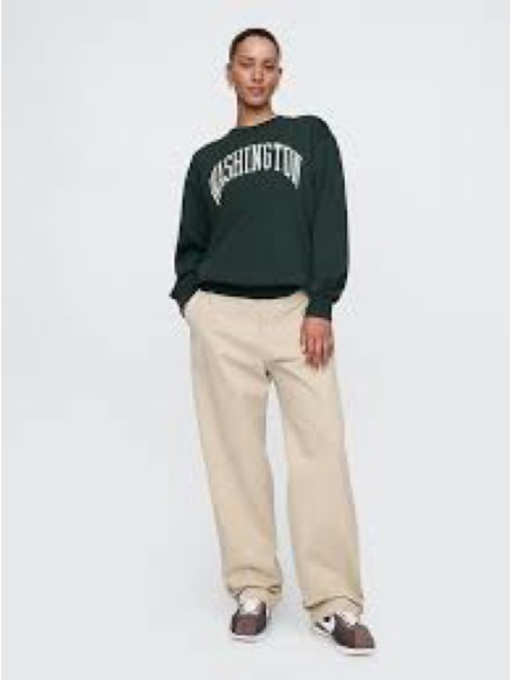 GAP VintageSoft Washington State Logo crewneck Sweatshirt Essex green unisex XS